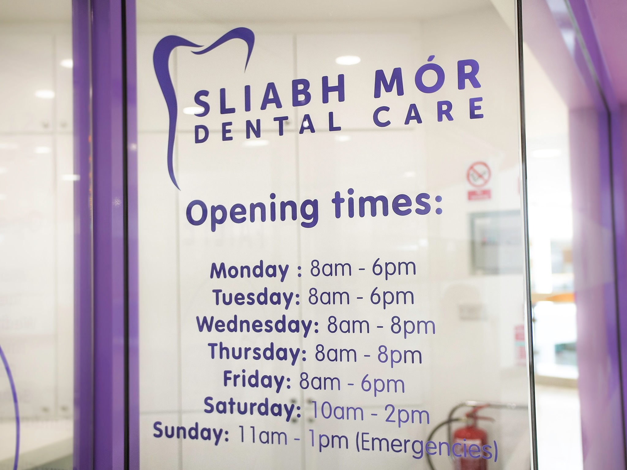 Opening times sign at the clinic